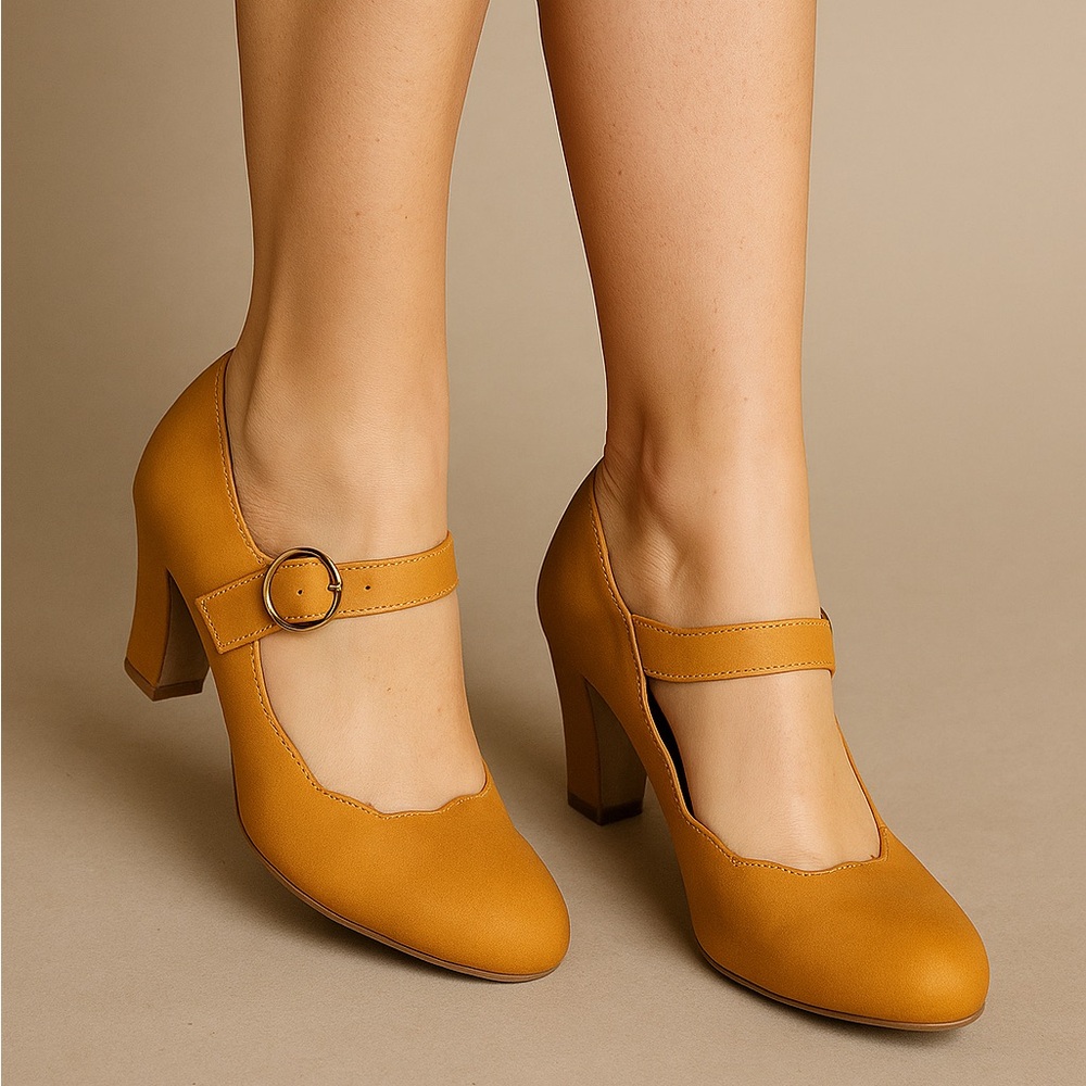 Yellow Vintage Mary Jane Heels